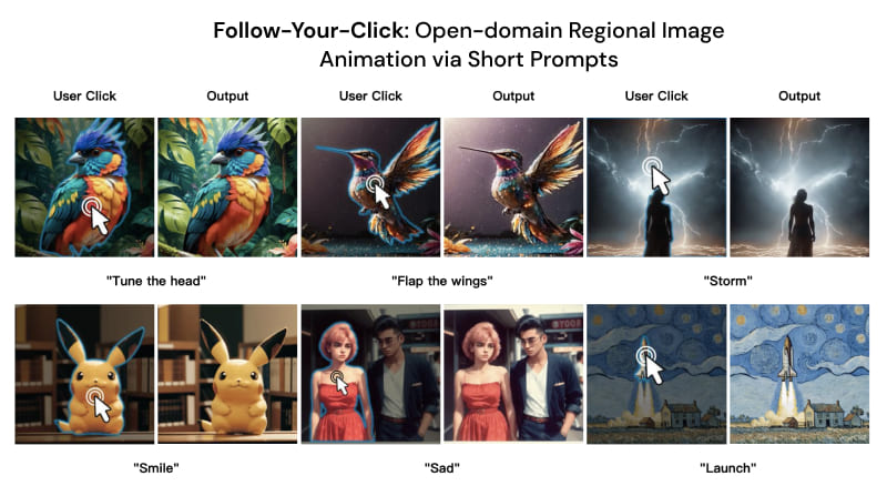 Follow-Your-Click – 腾讯等开源的图像到视频模型，可生成局部动画插图