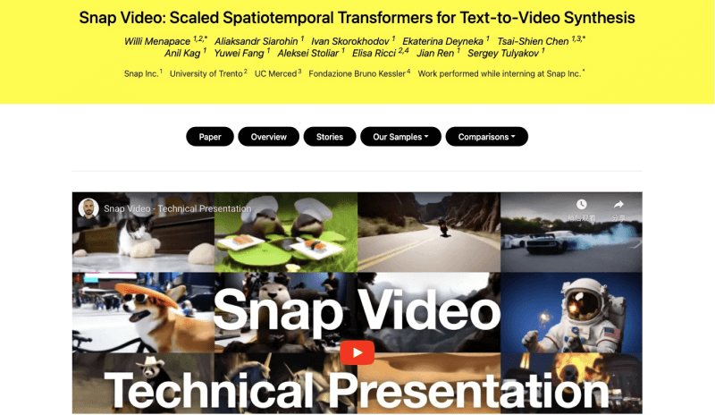 Snap Video – Snapchat公司推出的AI视频生成模型插图