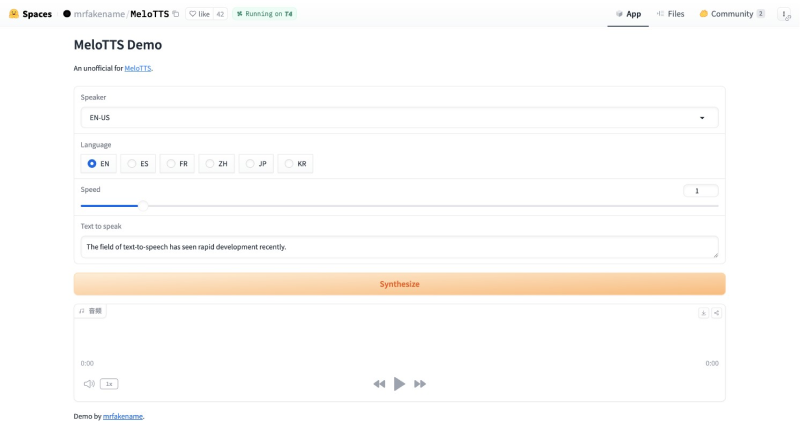 MeloTTS – MyShell AI推出的多语言文本到语音转换工具插图1