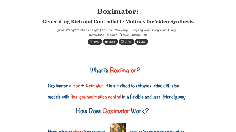 Boximator – 字节推出的控制视频生成中对象运动的框架插图