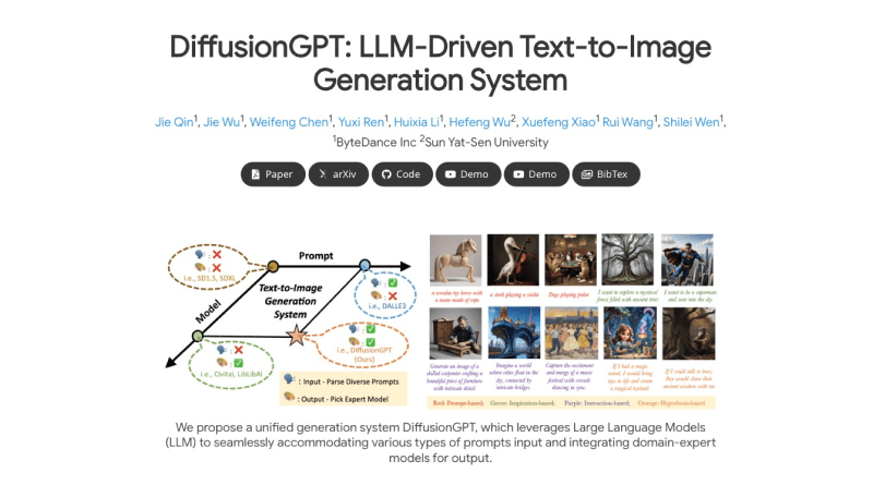 DiffusionGPT – 开源的大模型驱动的文本到图像生成系统插图