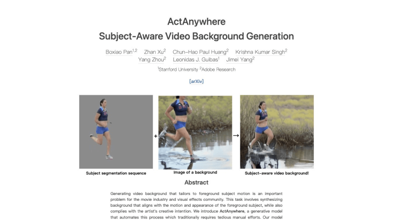 ActAnywhere – Adobe推出的AI视频背景生成模型插图 ActAnywhere – Adobe推出的AI视频背景生成模型插图