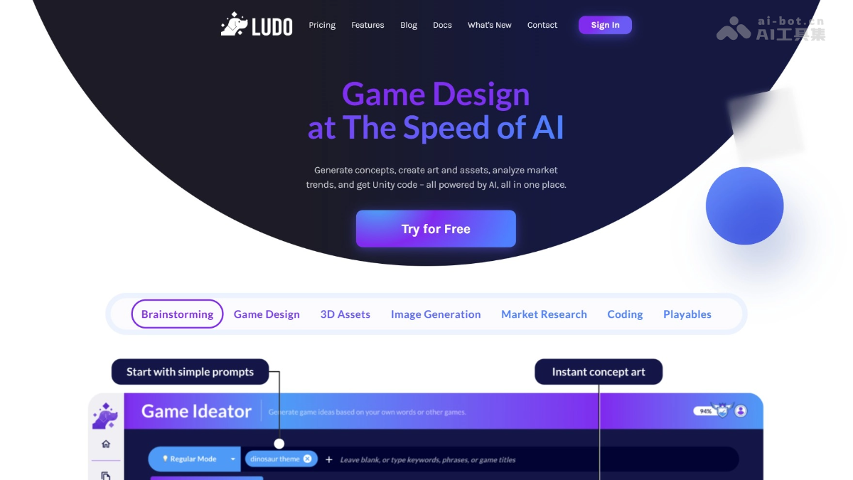 Ludo.ai – AI游戏开发平台，提供构思到开发全流程支持插图