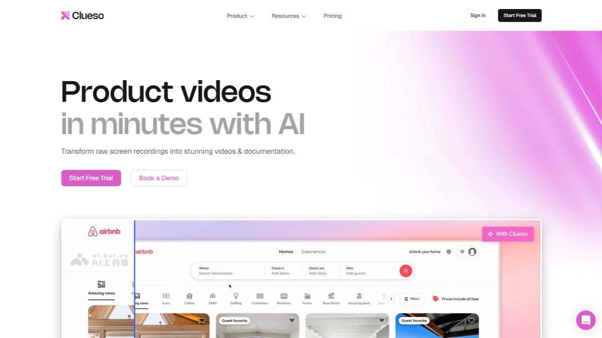 Clueso – AI视频生成工具，自动优化视频脚本插图