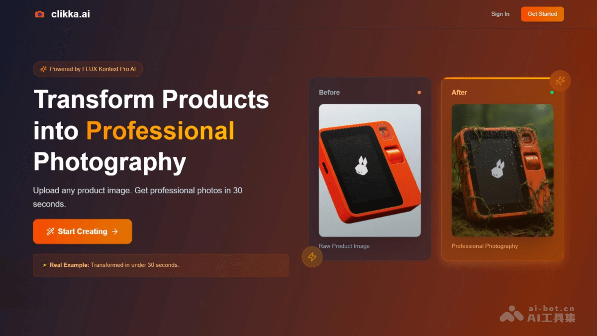 clikka.ai – AI产品摄影工具，一张照片生成4个角度视图插图