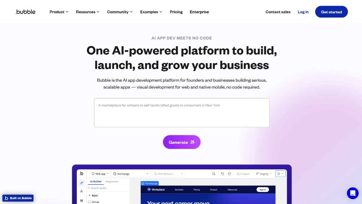 Bubble – 无代码AI应用开发平台，通过拖拽元素设计应用插图