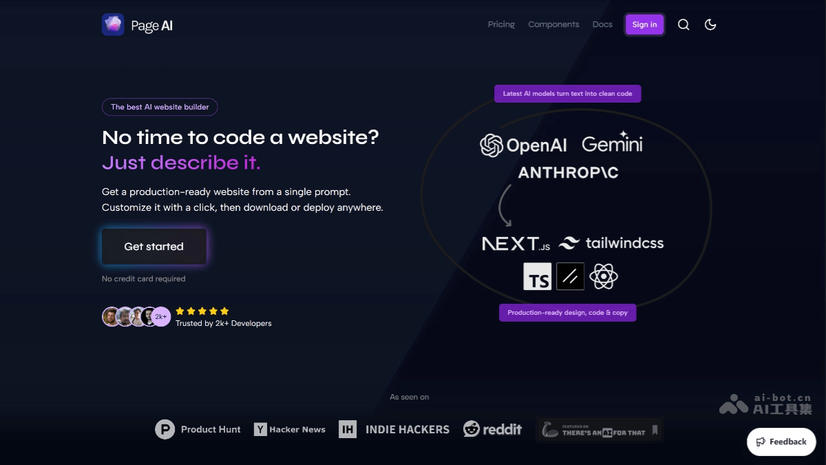 PageAI – AI网站生成器，自动完成从规划、设计到编码全流程插图