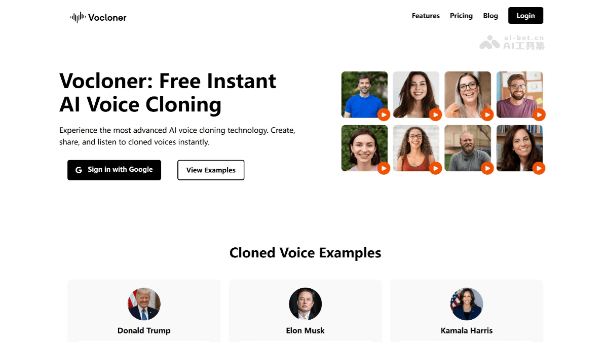 Vocloner – 免费在线AI语音克隆工具，无需语音训练插图