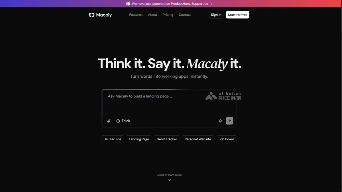 Macaly – 无代码AI应用开发工具，自然语言描述创建应用插图