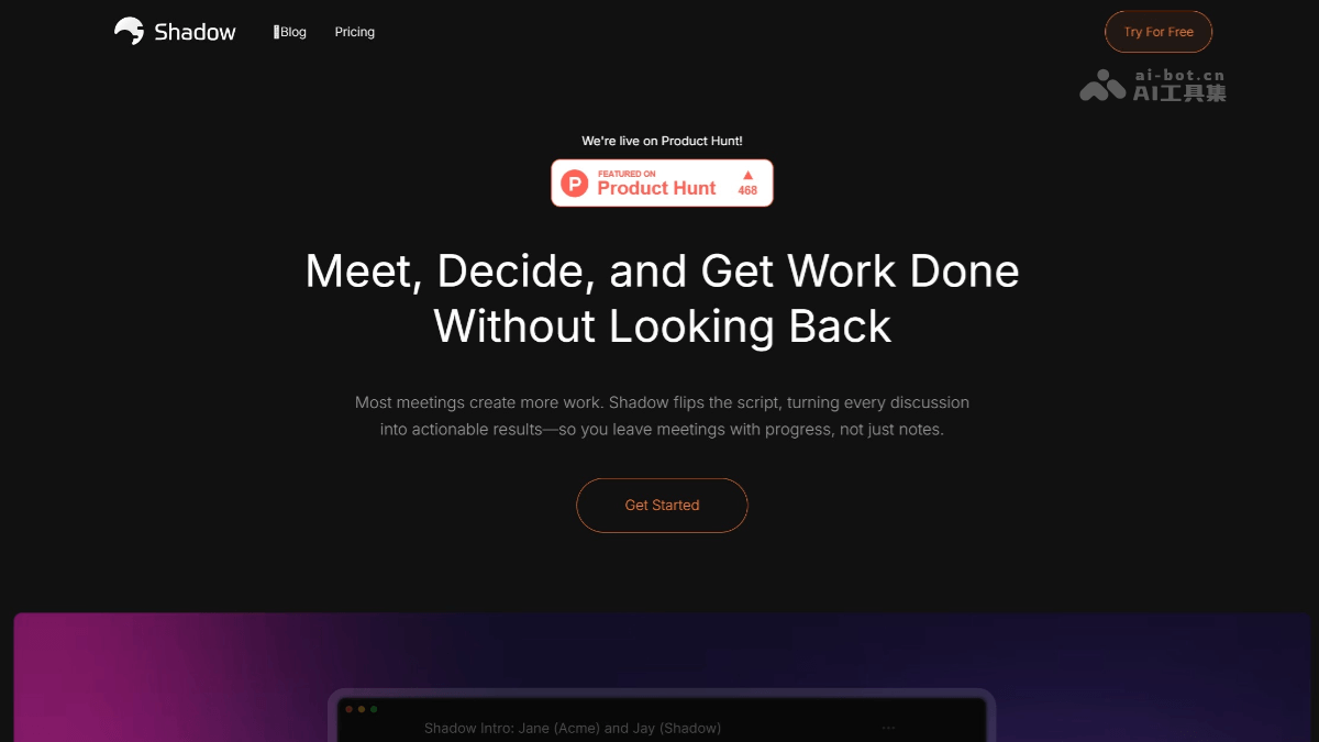 Shadow – AI会议助手，实时识别说话人生成会议笔记插图