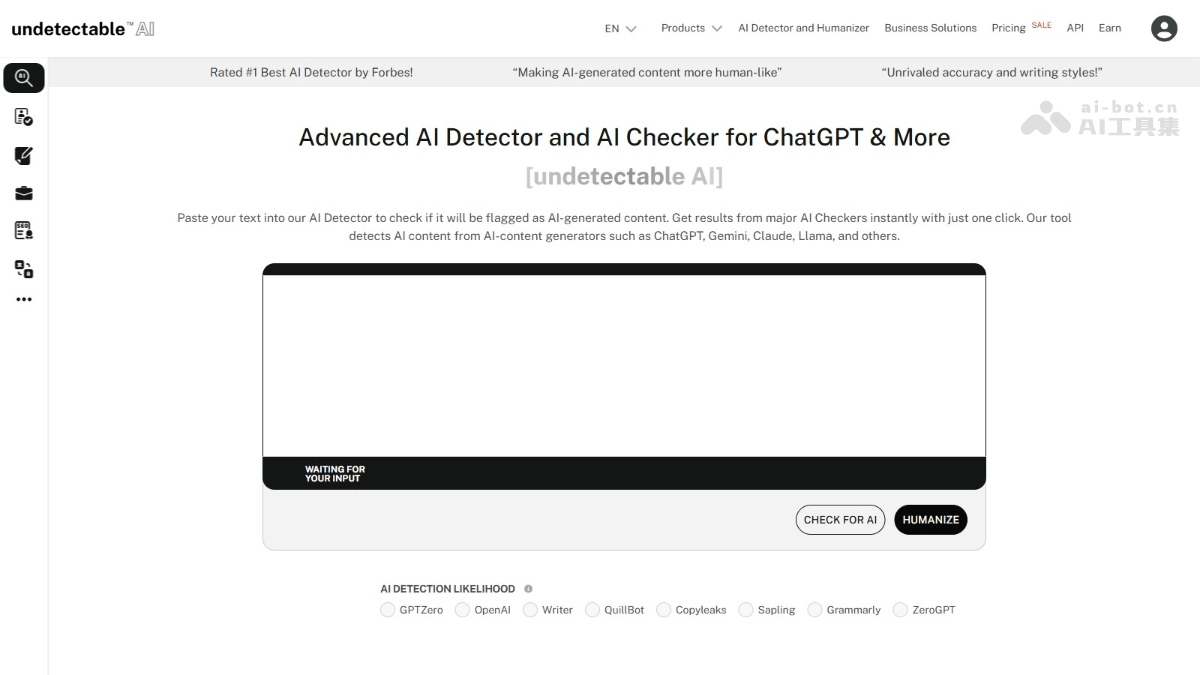 Undetectable AI – AI内容检测工具，自动识别AI生成的文本内容插图