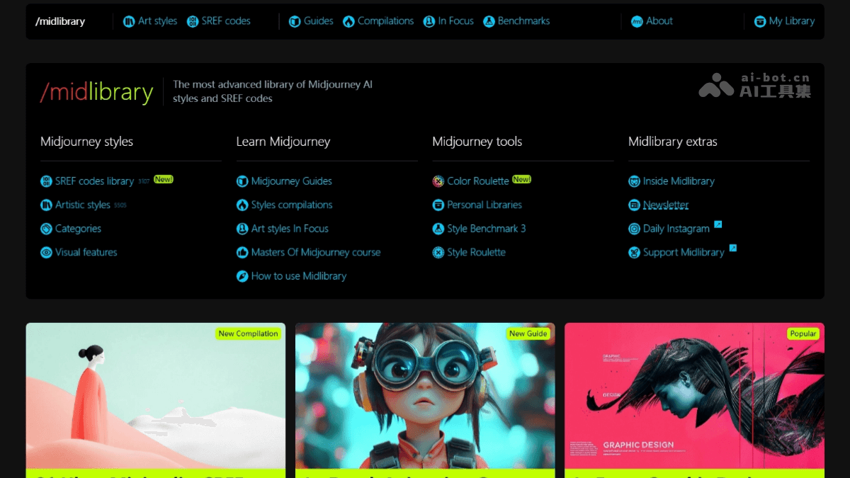 Midlibrary – Midjourney AI图像创作提示词资源库插图