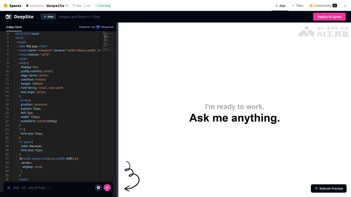 DeepSite – 基于 DeepSeek 开源的 AI 前端开发工具插图