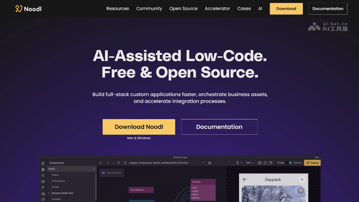 Noodl – AI开发平台，通过拖拽组件和连接节点构建应用插图