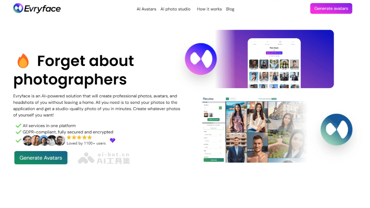 Evryface – AI照片生成平台，能生成逼真的数字孪生形象插图