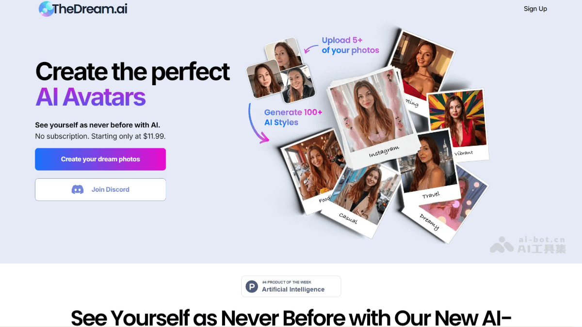TheDream.ai – AI图像生成工具，生成多种风格的个性化头像插图