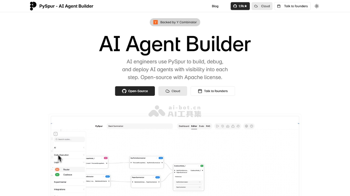 PySpur – 开源 AI 代理构建工具，拖拽式构建 AI 工作流插图