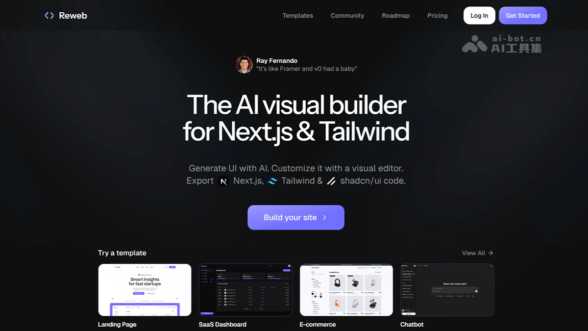 Reweb – AI前端开发工具，支持导入 Figma 设计文件转换为代码插图