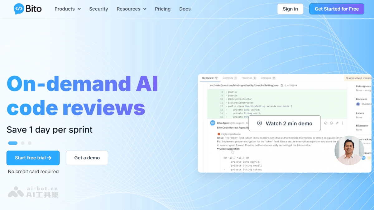 Bito – AI编程助手，提供代码审查、聊天和自动补全功能插图