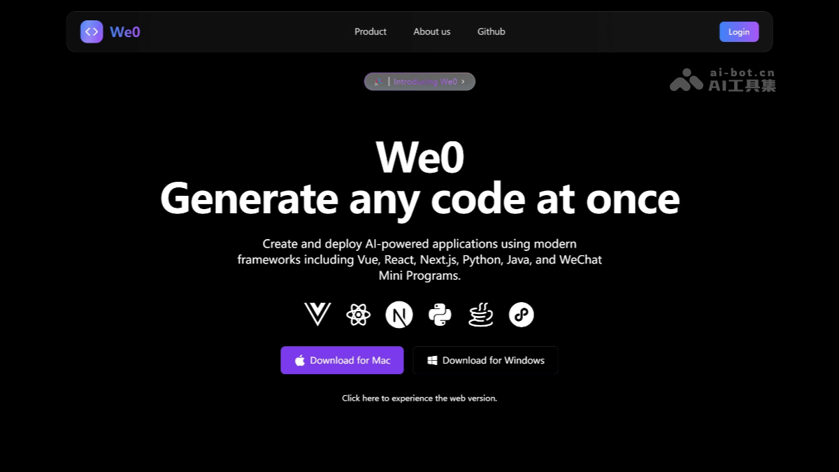 We0 – 开源AI代码编辑器，支持在浏览器中运行调试代码插图