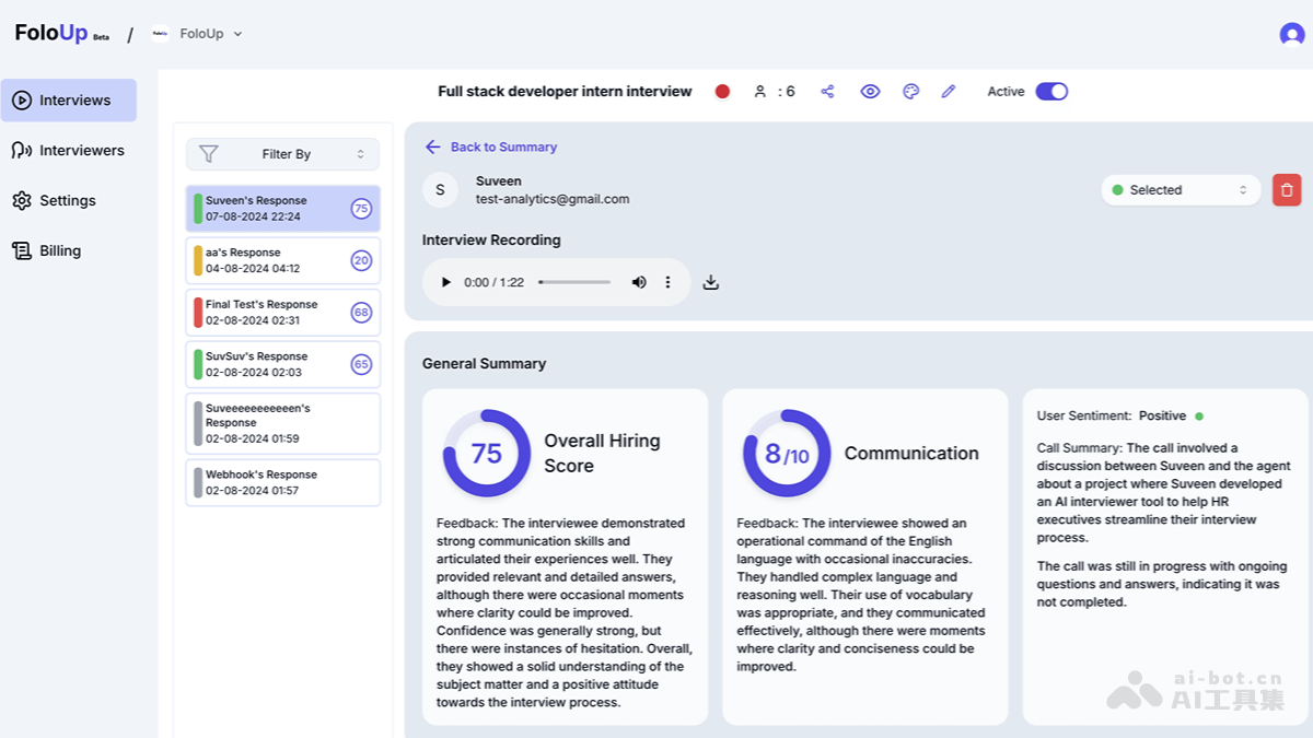 FoloUp – 开源AI语音面试平台，自动生成定制化面试问题插图