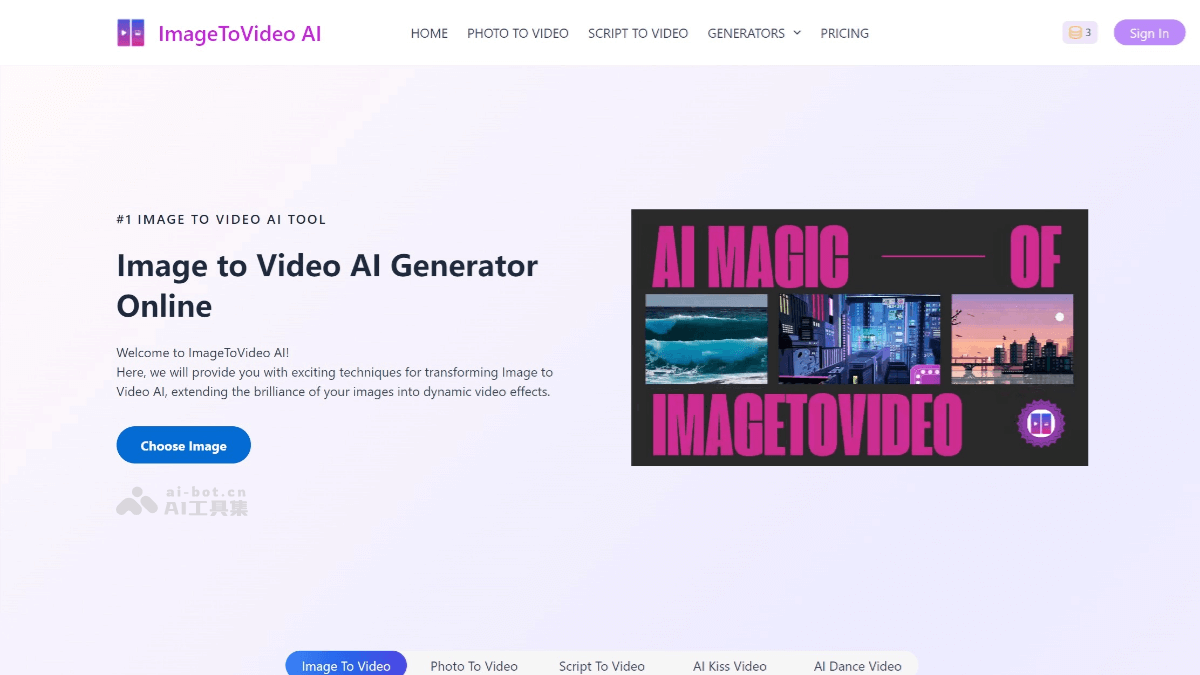 ImageToVideo AI – AI图像转视频工具，自动分析图像生成有故事性的视频。插图