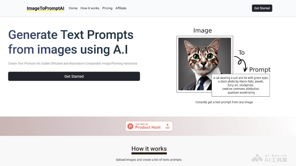 ImageToPromptAI – AI图像转文本提示词工具，快速生成与图像相关的细节描述插图