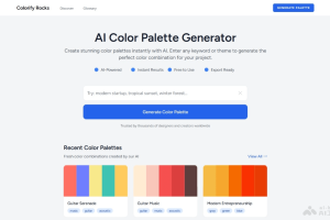 Colorify Rocks – AI颜色调色板，输入关键词或主题自动生成颜色组合