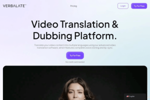VERBALATE – AI视频翻译和配音工具，支持多语言视频翻译口型同步