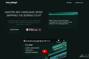 Voc.Adapt – AI语言学习工具，智能调整文本、音视频内容的语言学习难度