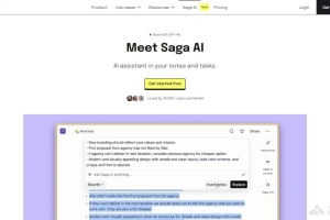 saga – 工作创意AI助手，提供多功能的创意、写作、分析