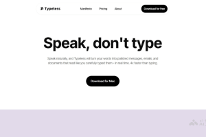 Typeless – AI语音转录工具，自动去除语气词