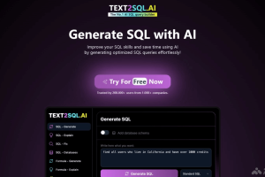 TEXT2SQL.AI – AI SQL查询生成工具，支持自然语言转换多种SQL语言