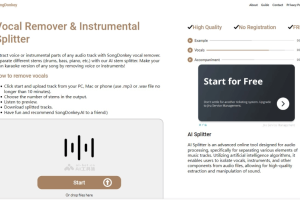 SongDonkey – AI音频处理工具，从音乐中分离人声和各种乐器音轨