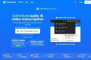 TurboScribe – AI音视频转录平台，无限制使用音频视频转录服务