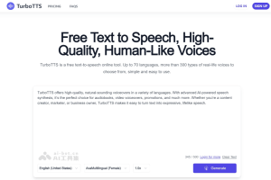 TurboTTS – 免费AI文本转语音工具，支持70多种语言和300多种真实语音