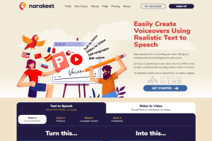 Narakeet – AI文本转语音平台，支持 100 种语言和 800 种声音