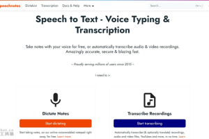 Speechnotes – AI在线语音转文字工具，支持音视频转录，智能自动大写