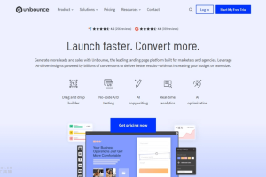 unbounce – AI网站构建器，简单拖放定制功能全面的落地页