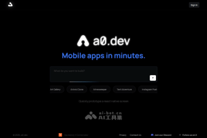 a0.dev – AI开发平台，自然语言输入快速生成 React Native 代码