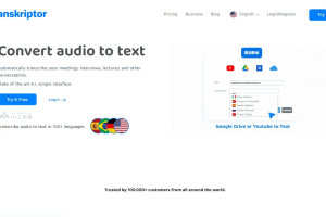 Transkriptor – 在线AI语音转文本工具，支持各种格式音频视频转录