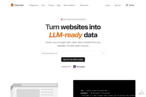 FireCrawl – 开源 AI 网络爬虫工具，擅长处理动态网页内容、自动爬取网站及子页面
